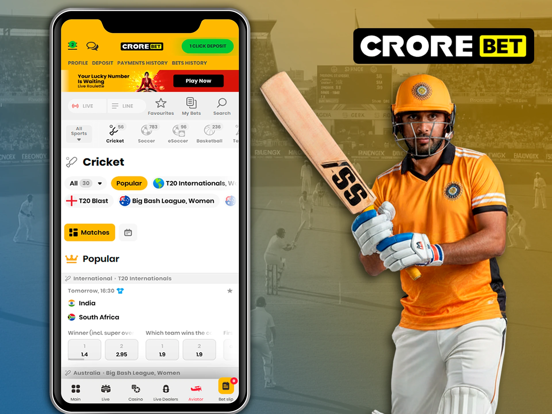 Make the best cricket team win prediction in the Crorebet app.