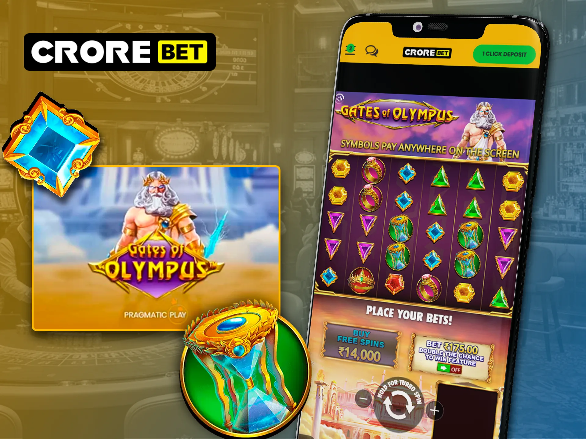 Hit the jackpot in the Gates of Olympus game in the Crorebet app.