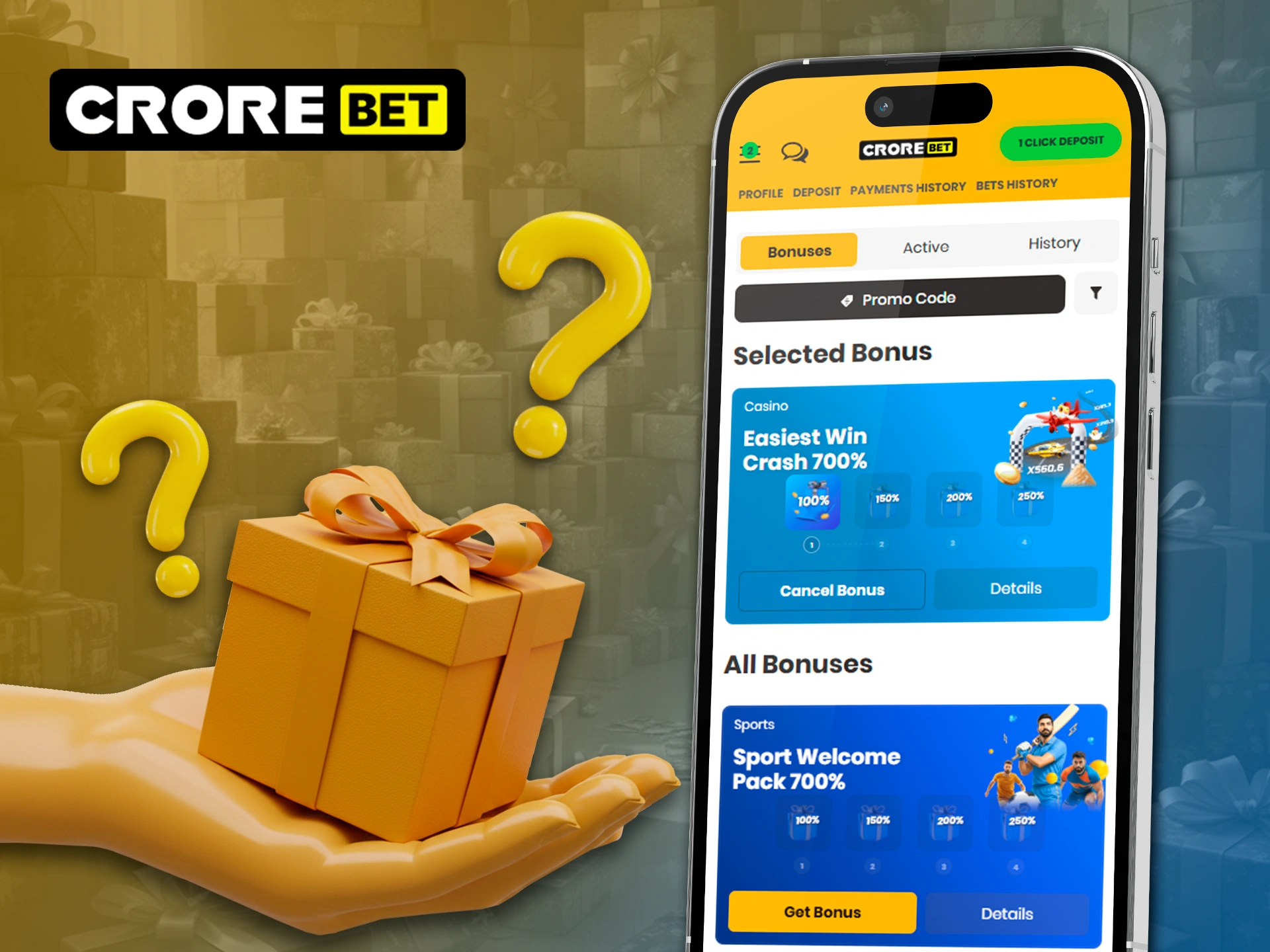 Find out how to get a bonus in the Crorebet app.