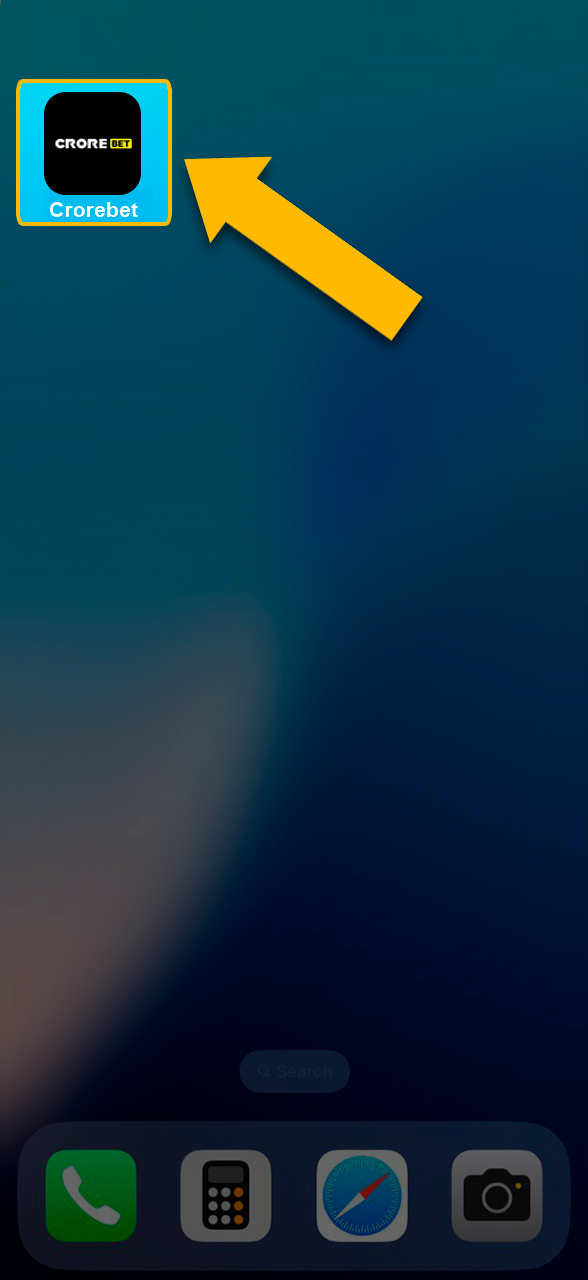 Find the Crorebet app on your smartphone home page.