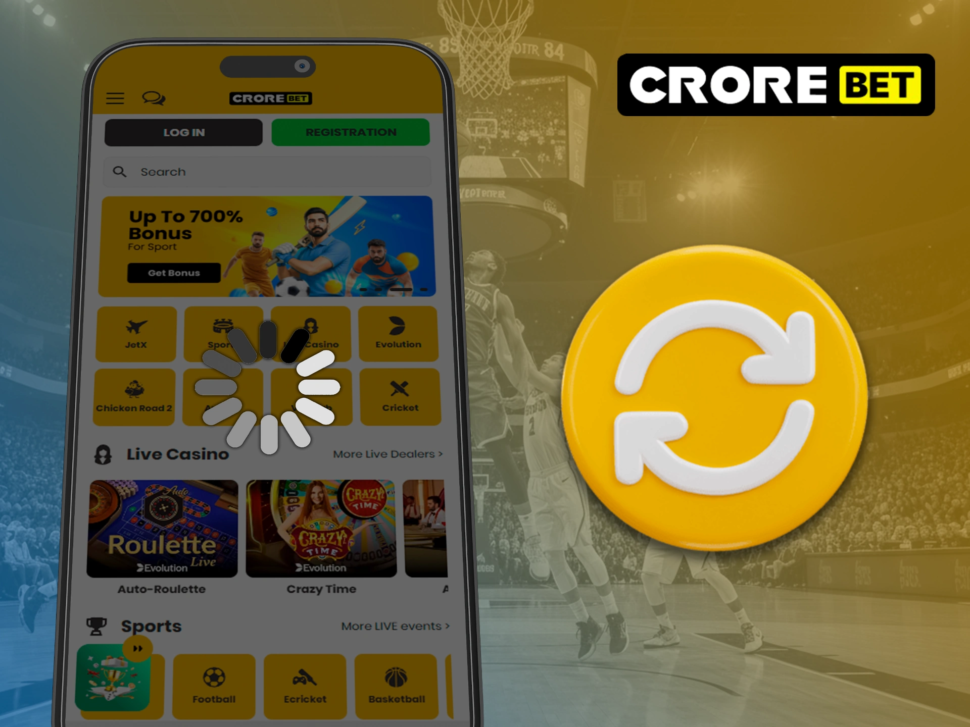 Update Crorebet app to avoid missing out on anything important.