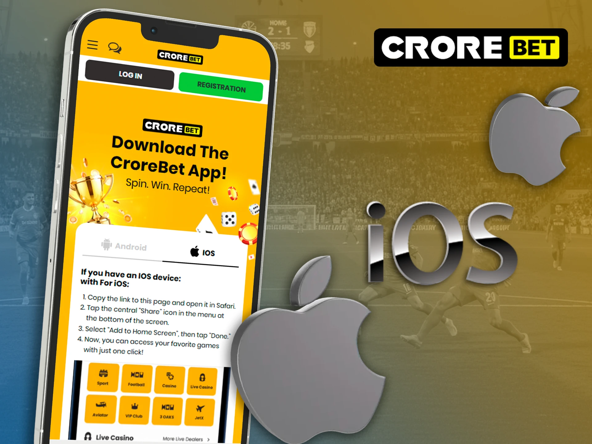 Get quick access to betting with the Crorebet app.