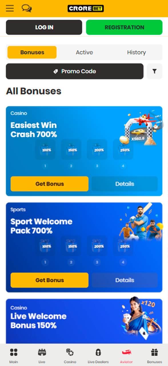 In the Crorebet app you will find many bonuses for you.