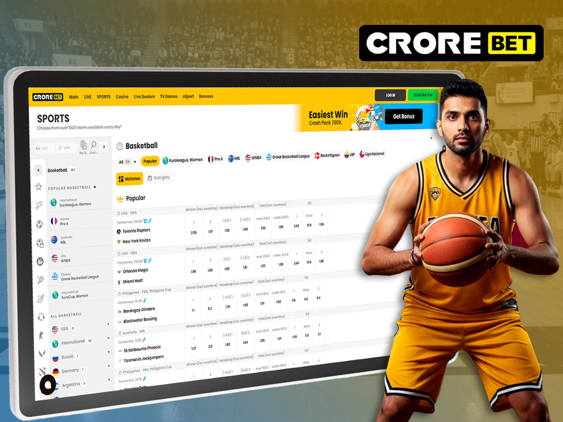 Predict the outcomes of basketball matches to win at Crorebet.