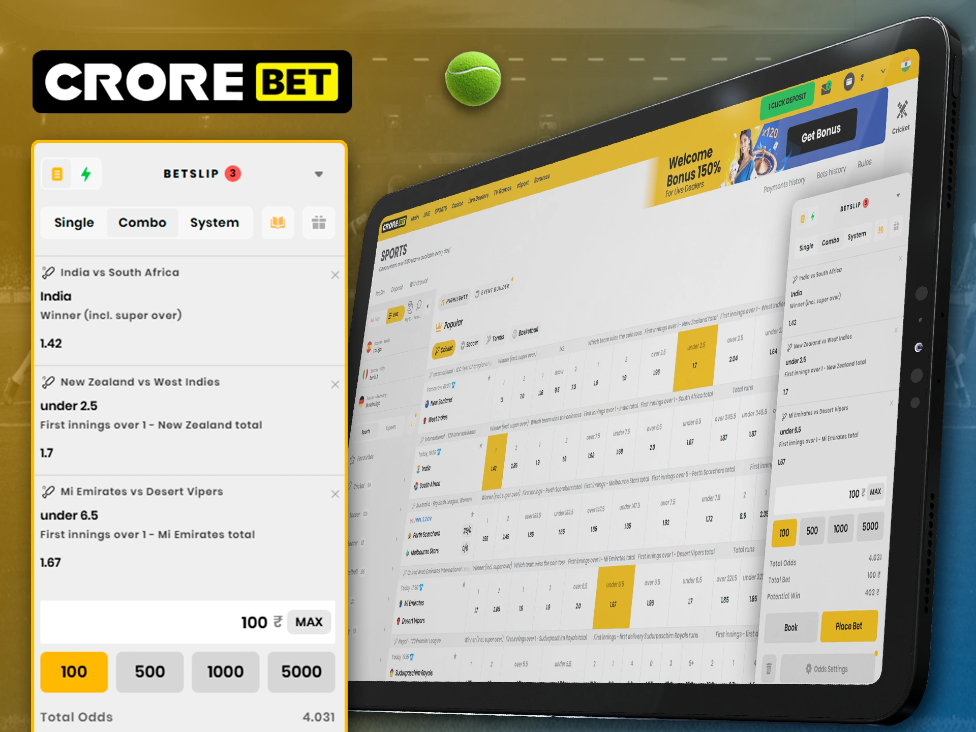 Use the available betting options to win at Crorebet.