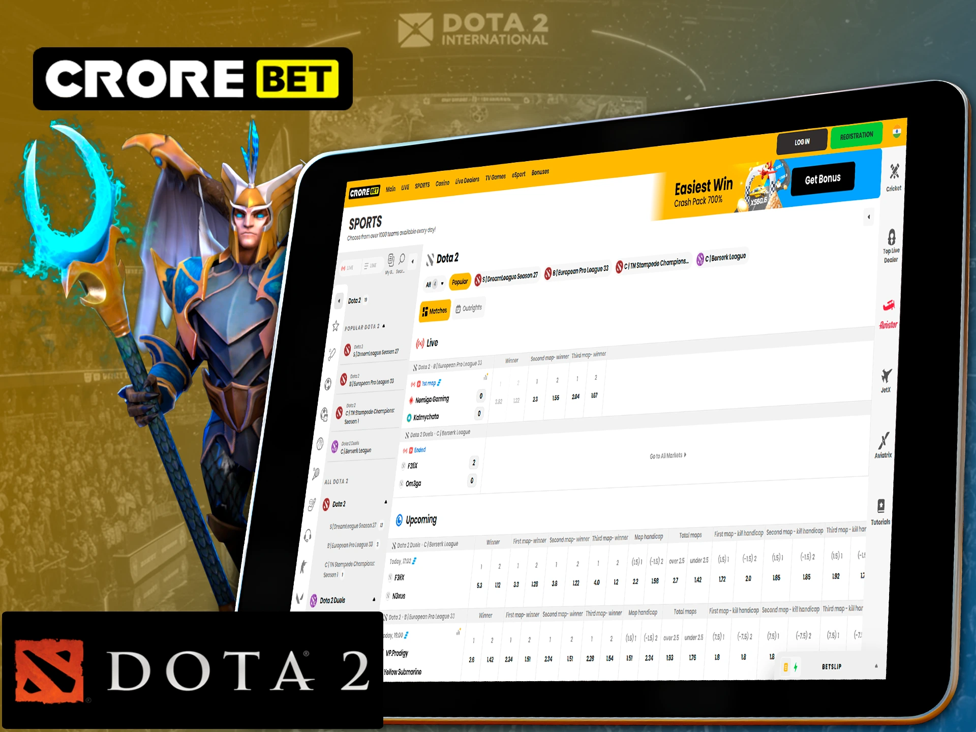 Claim your winnings by betting on Dota 2 at Crorebet.