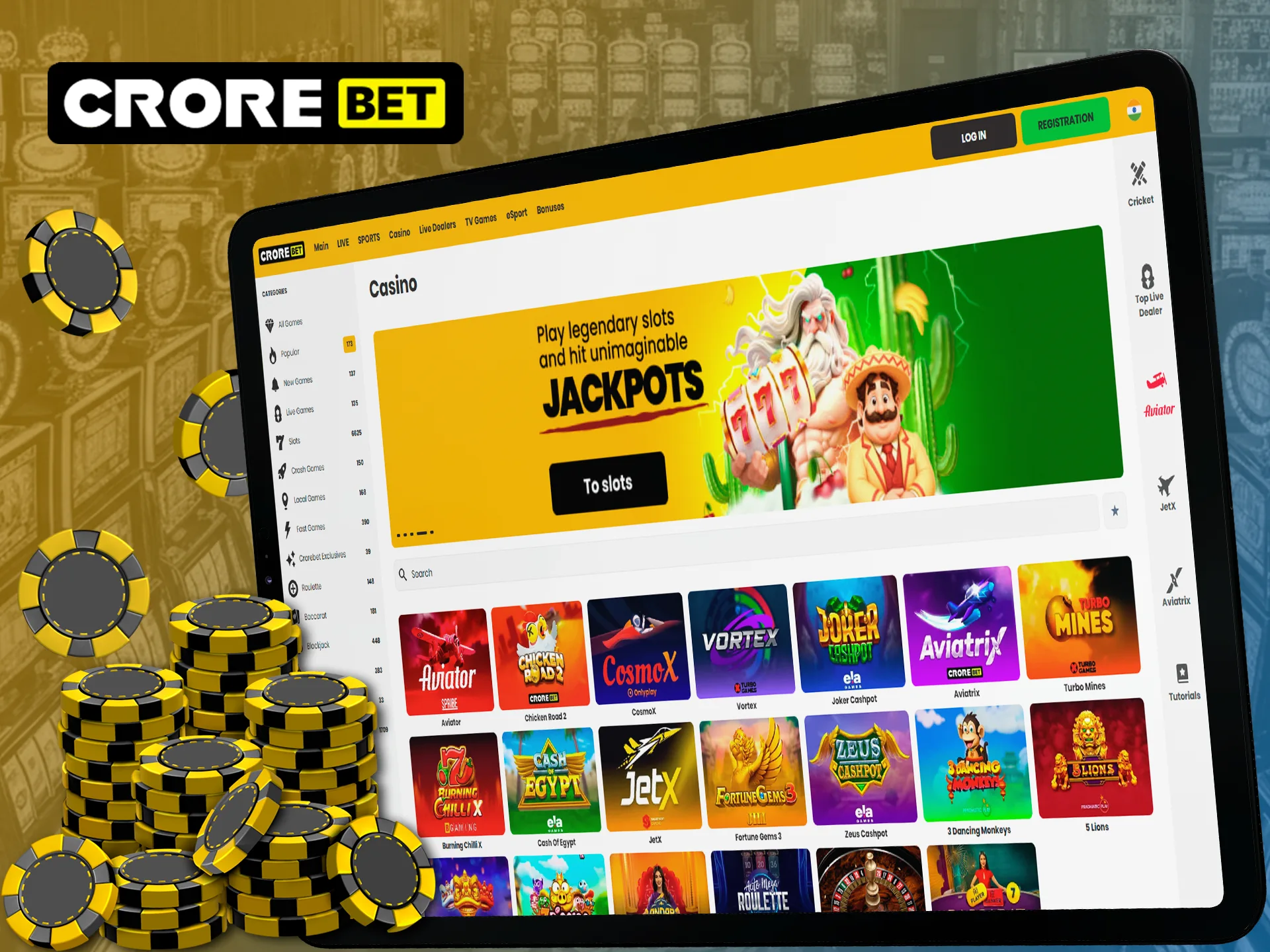 Wait for the bonus to appear while playing at Crorebet casino.