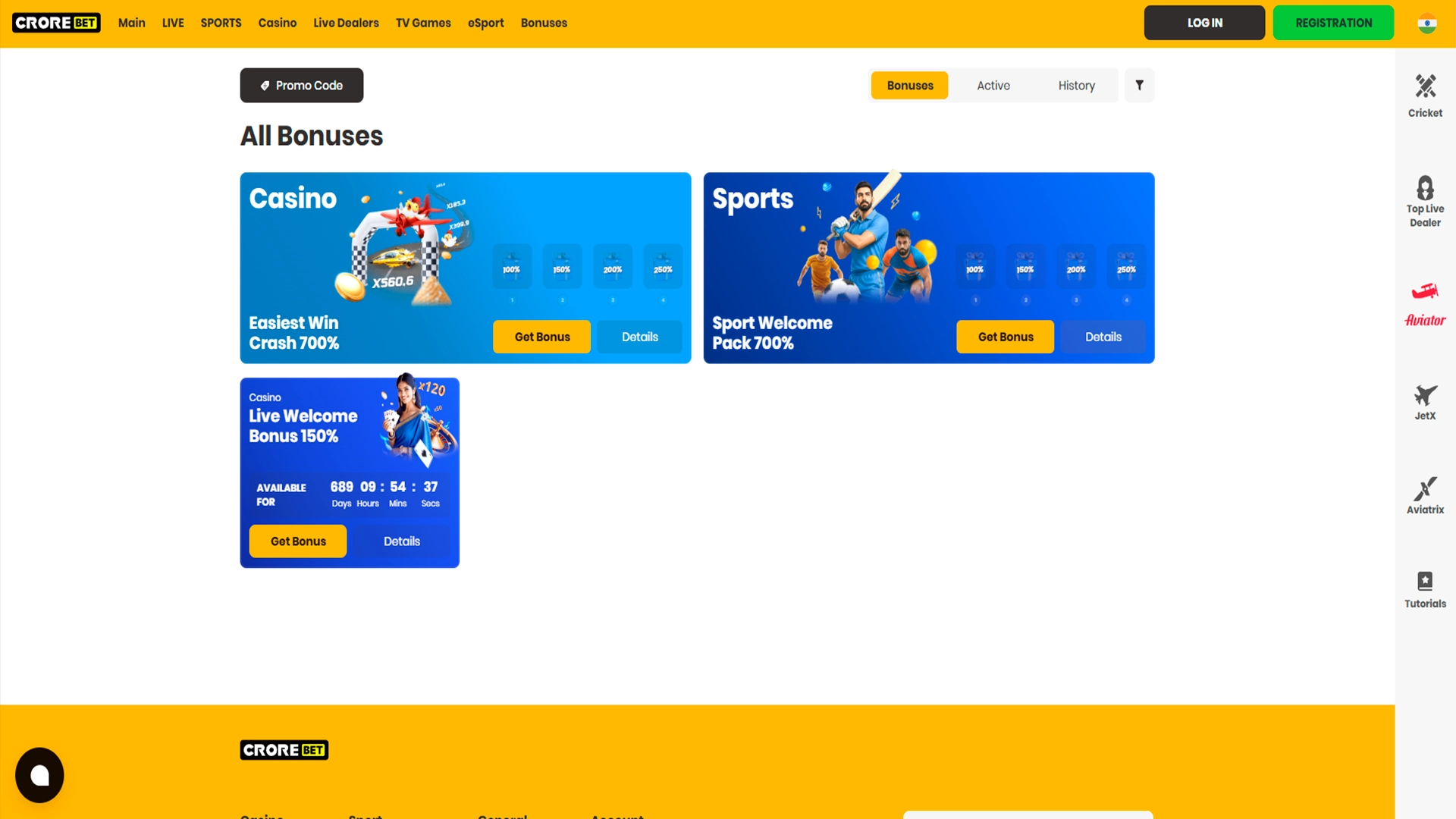 Crorebet offers a wide range of bonuses for players.