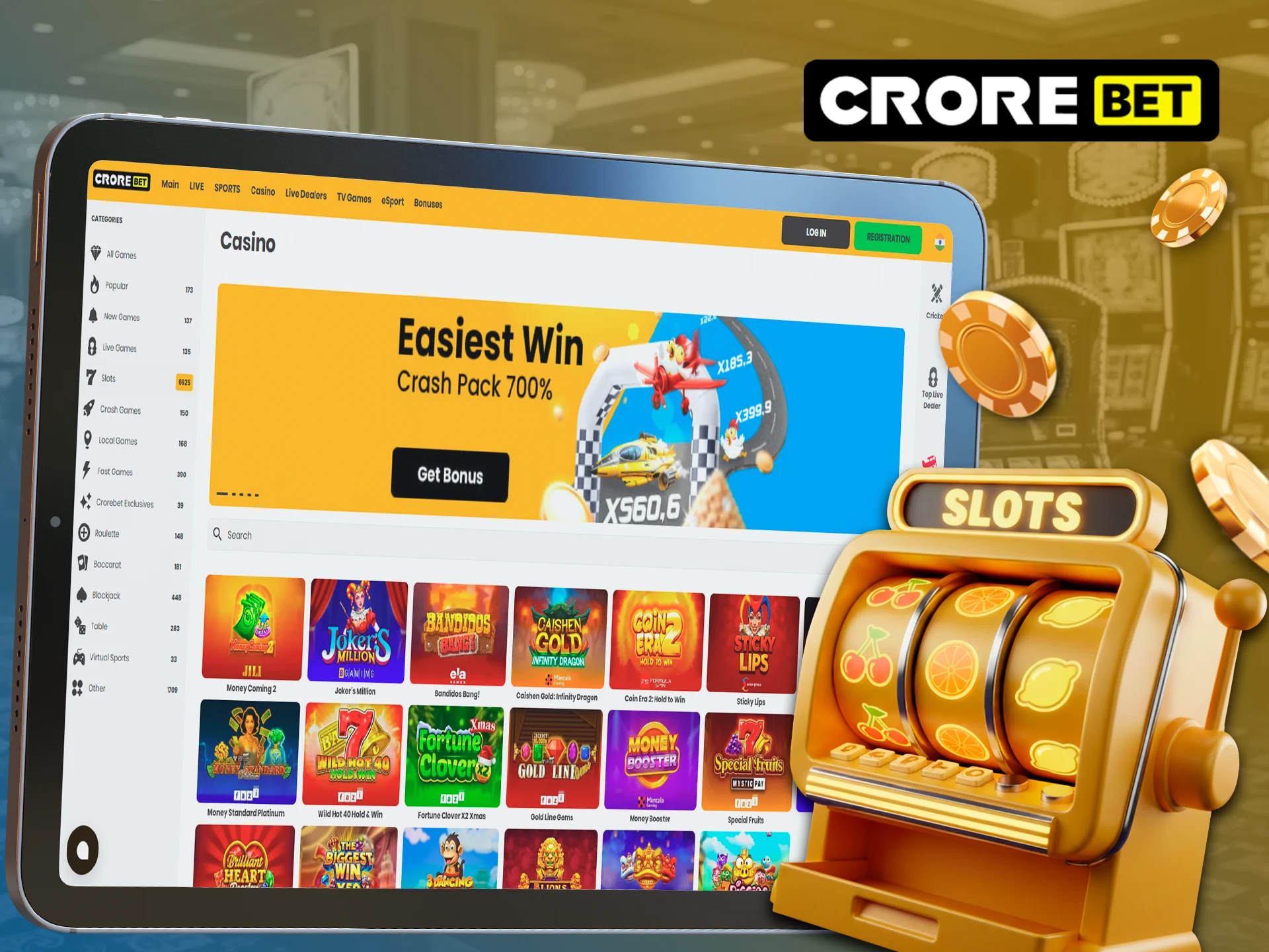 Go to the lottery games and find a winning game at Crorebet.