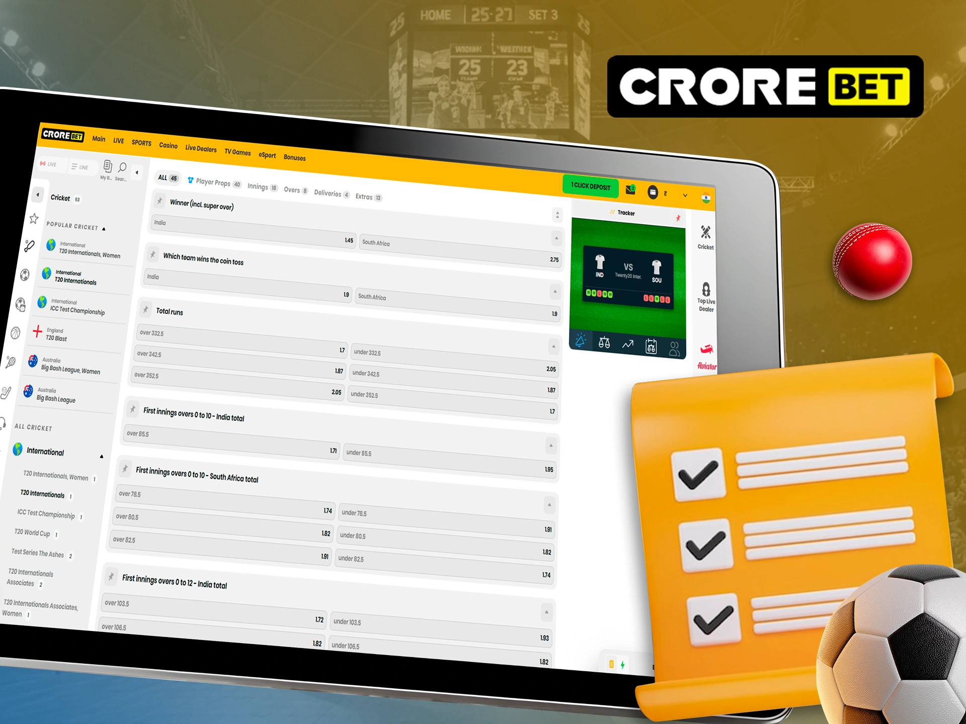 Crorebet offers a variety of betting options for players.