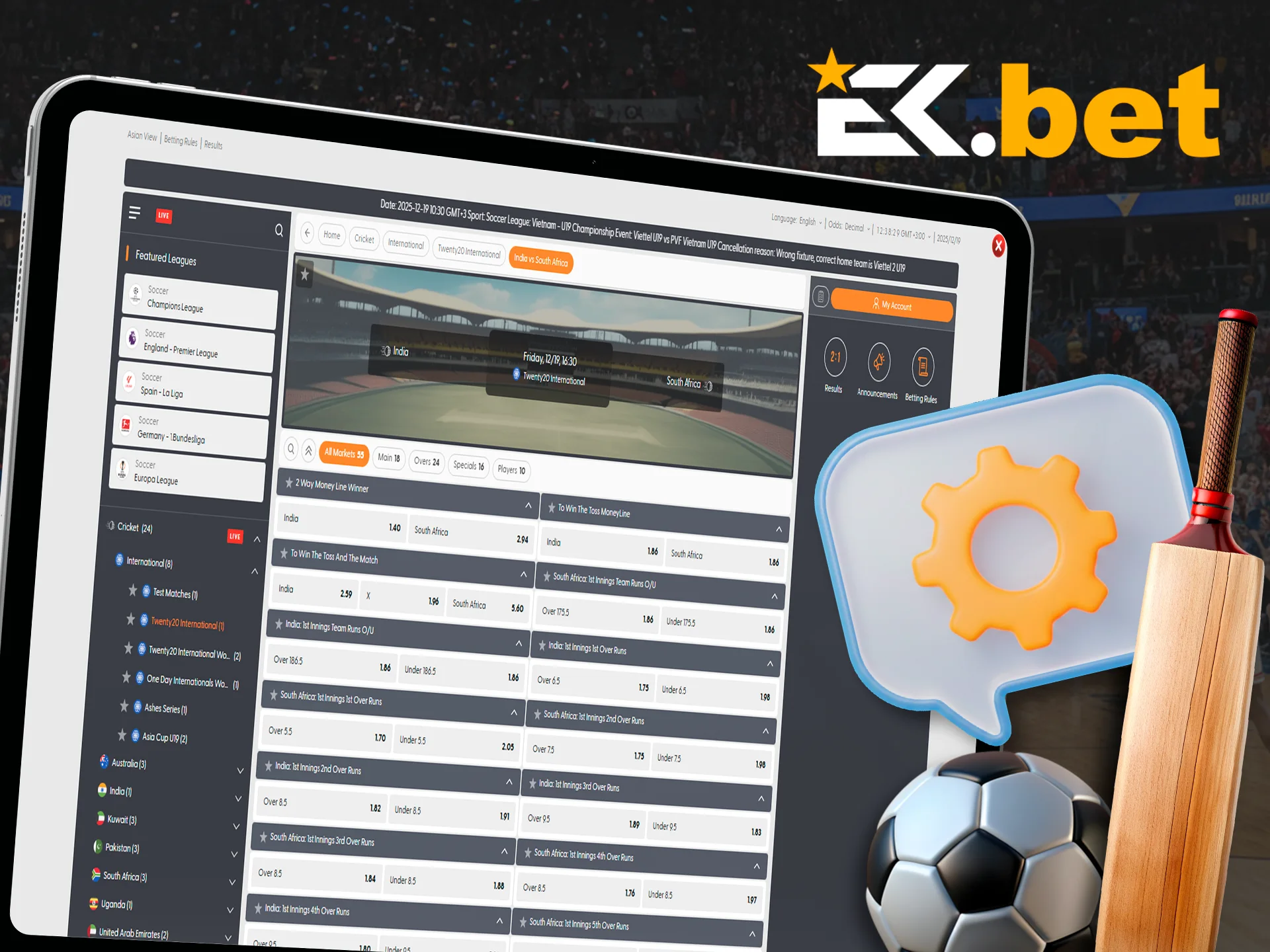There are various betting options available at EkBet.