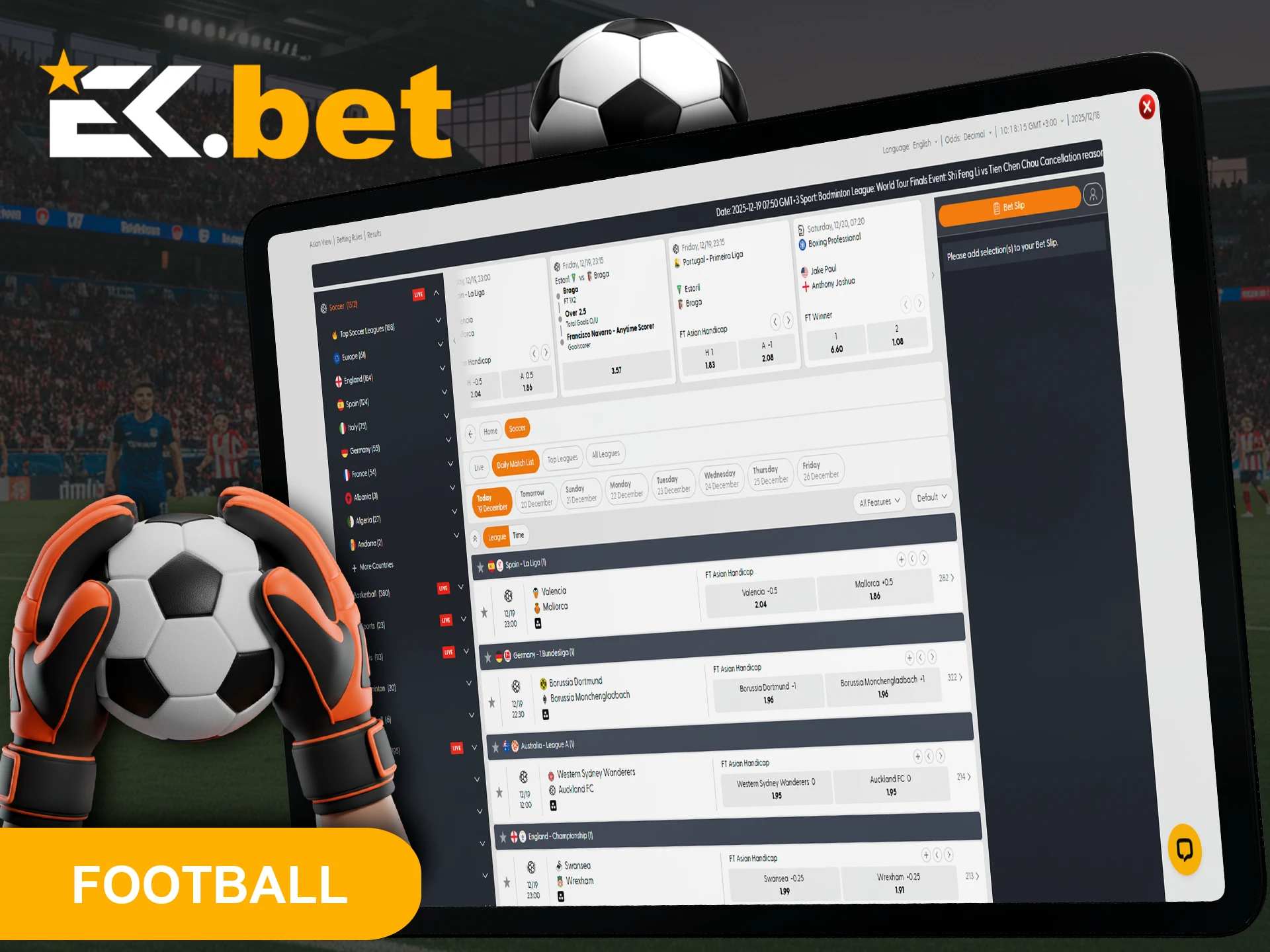 At EkBet you can bet on football matches.