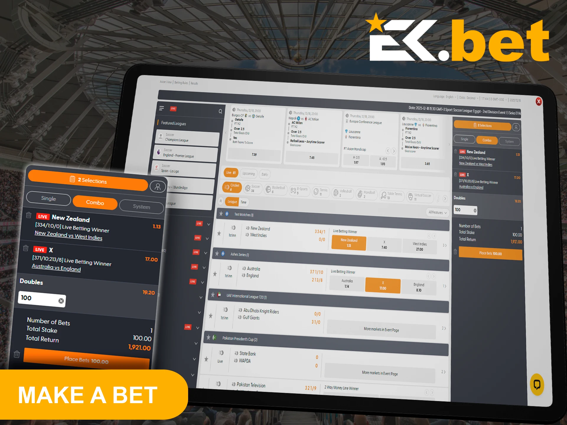 Choose a sporting event and bet on it at EkBet.
