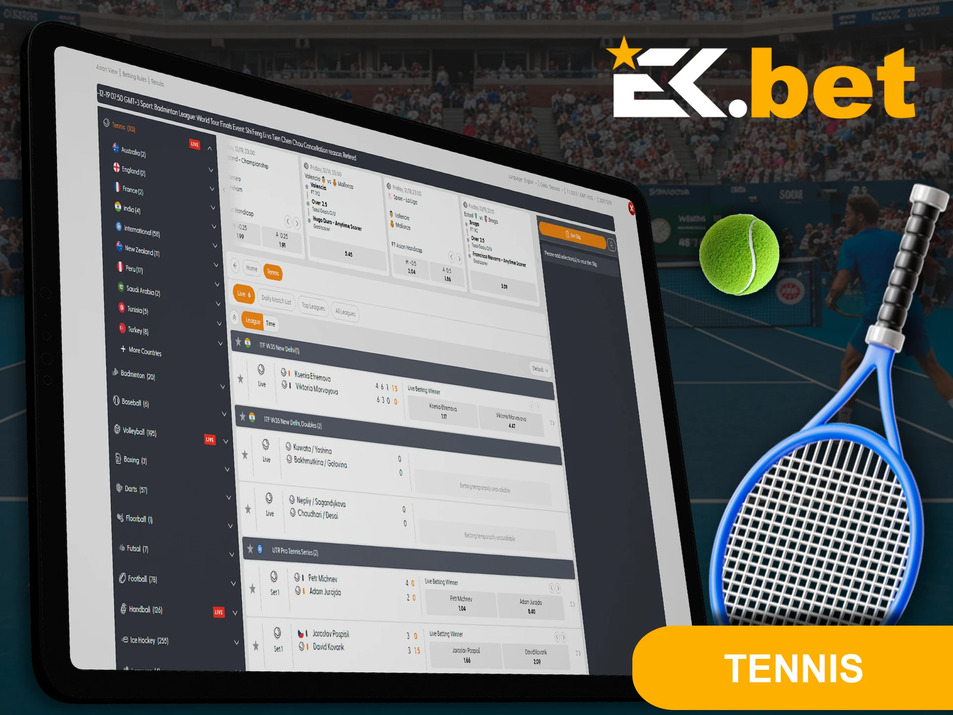 Support your favorite tennis players with EkBet.