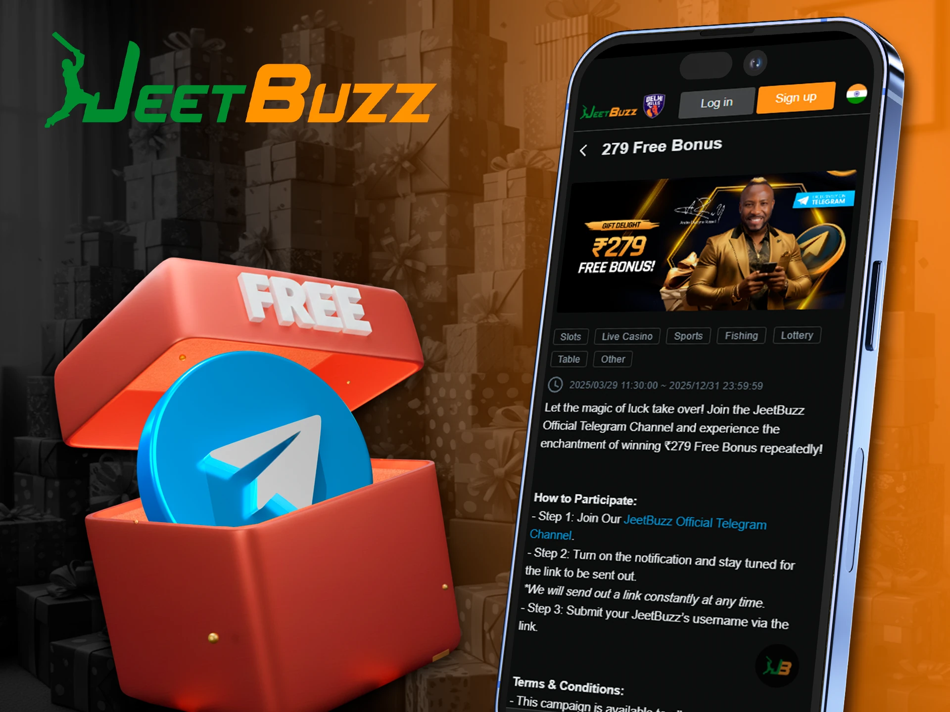 Get a free bonus in Telegram with the JeetBuzz app.
