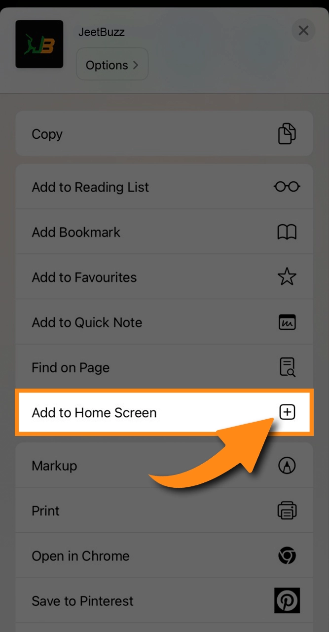 Share the JeetBuzz app on your home screen.