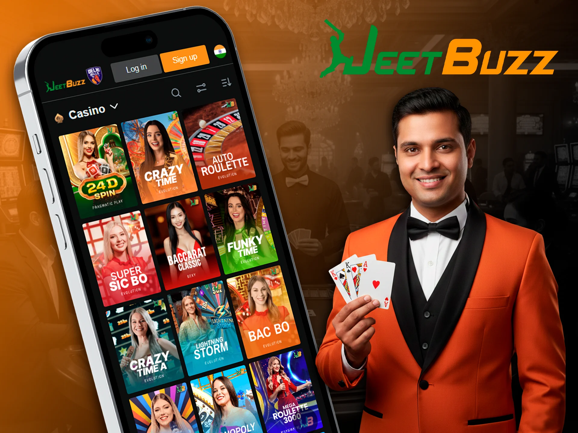Play and win with live dealers in the JeetBuzz app.