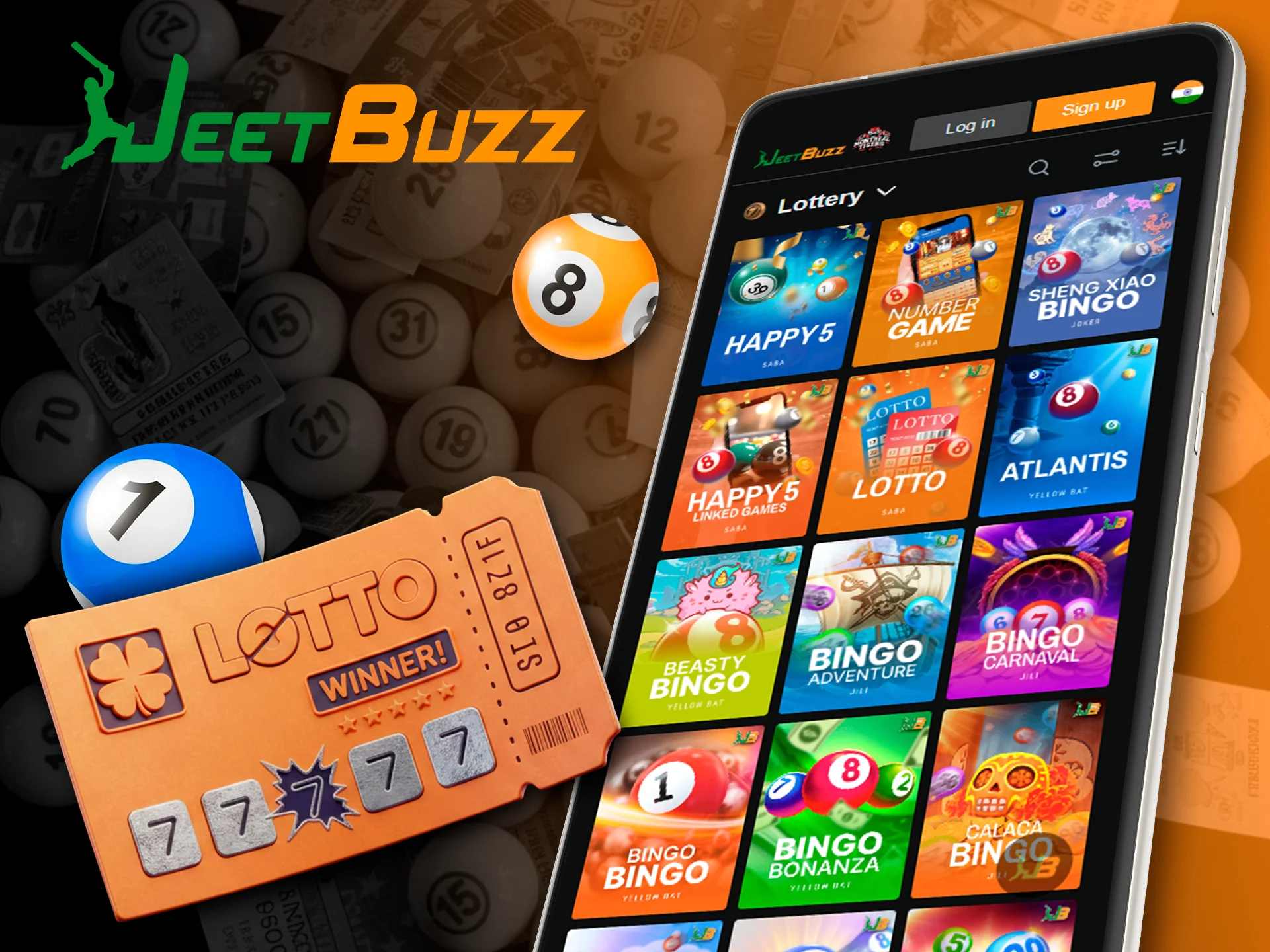 Pick a lucky ticket in the lottery section of the JeetBuzz app.