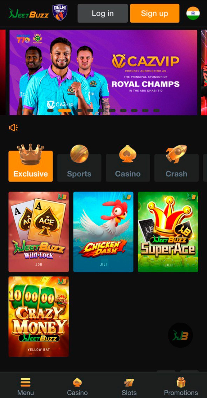 Explore the main page of the JeetBuzz application.