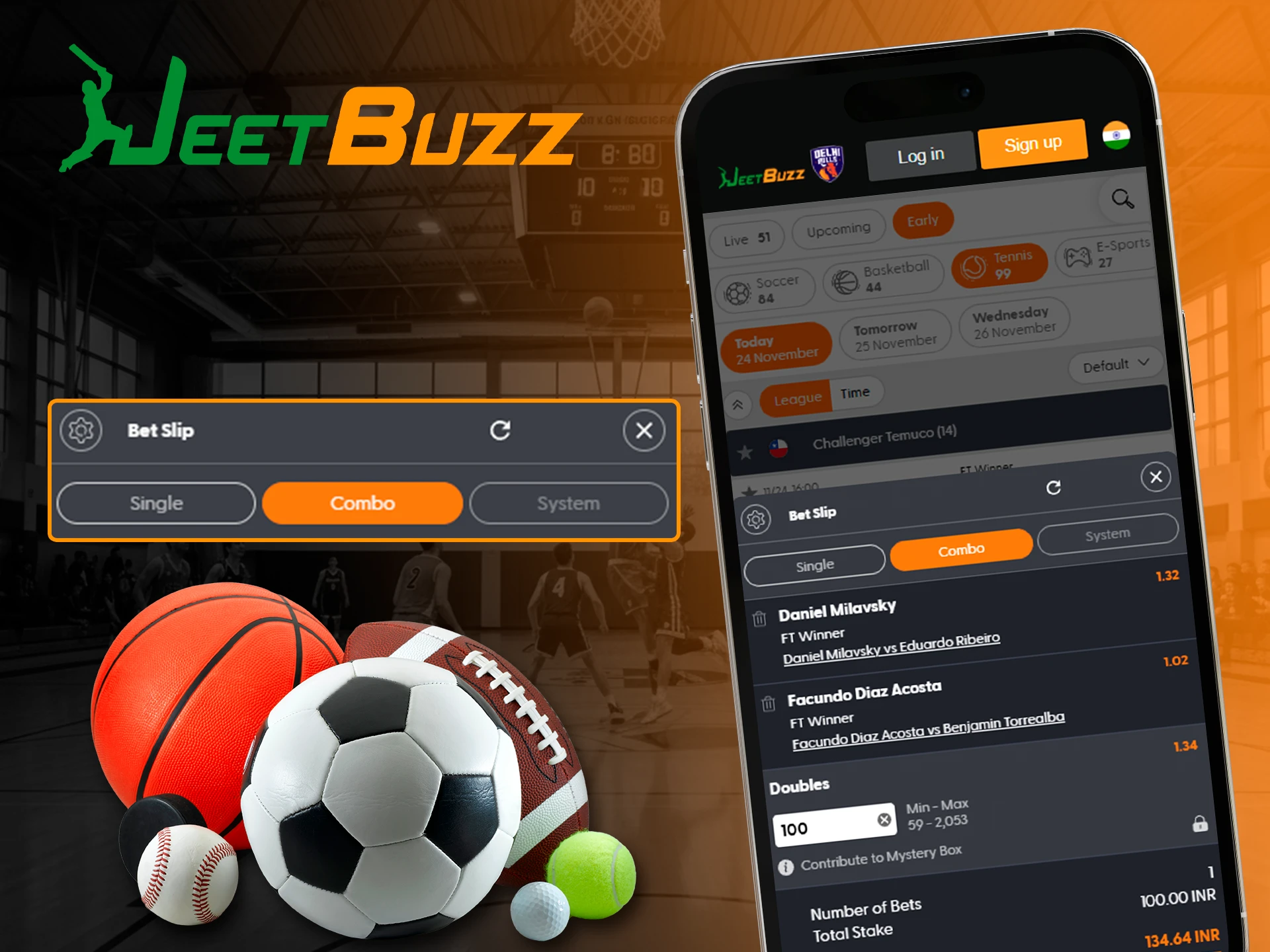 Select the appropriate bet type for matches in the JeetBuzz app.