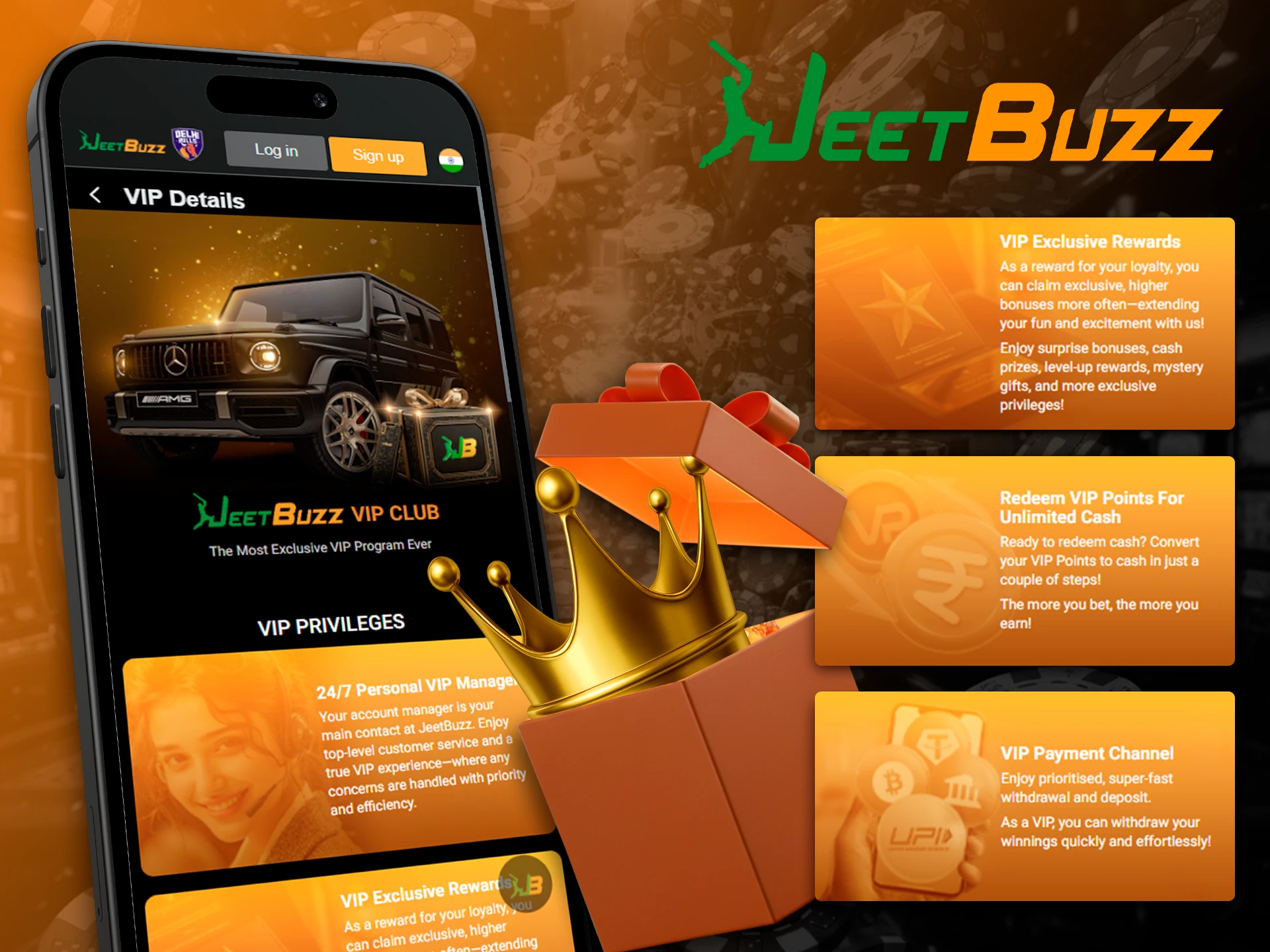 Get VIP privileges by joining the JeetBuzz club.