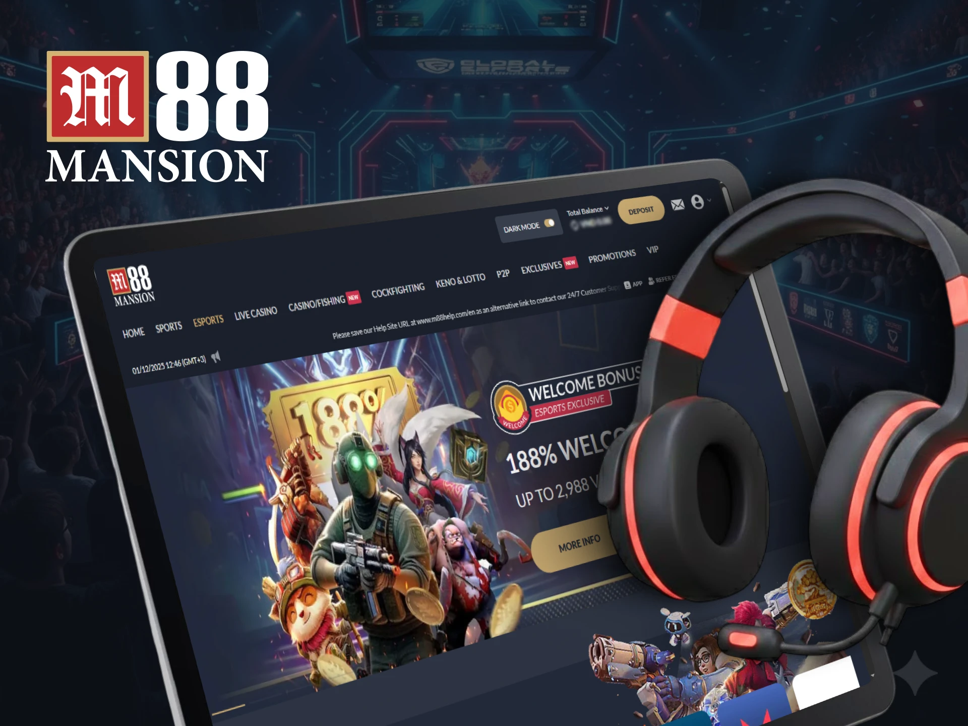 Place your eSports wagers on top tournaments hosted by M88.
