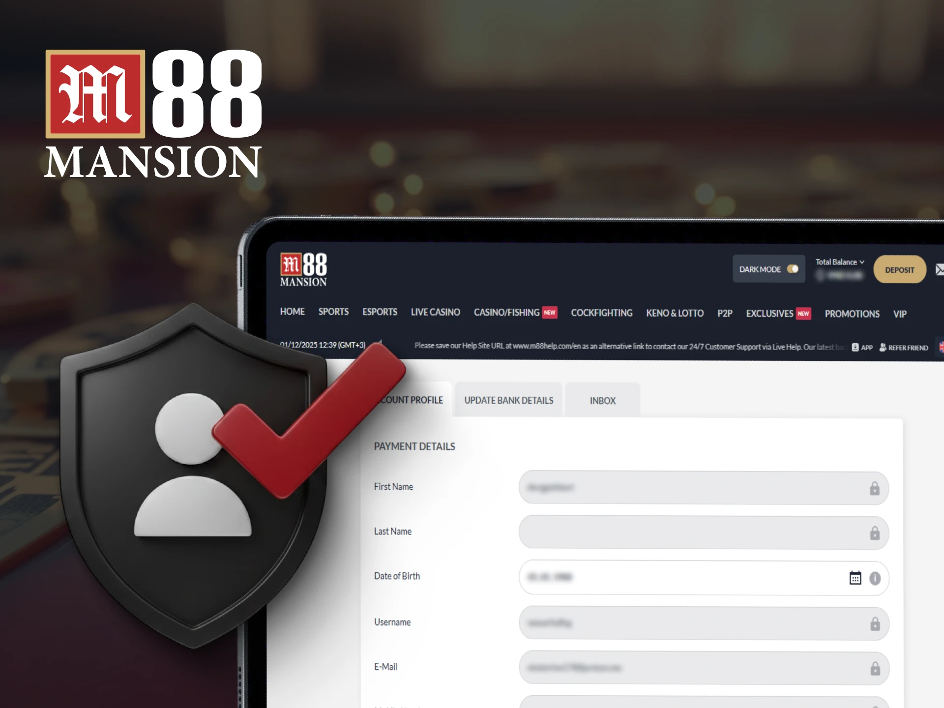 Secure your M88 profile by completing account verification.