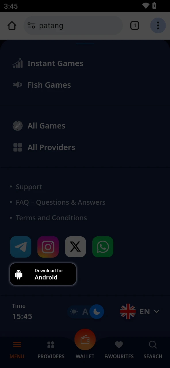 Start downloading the Android APK from the official Patang website.