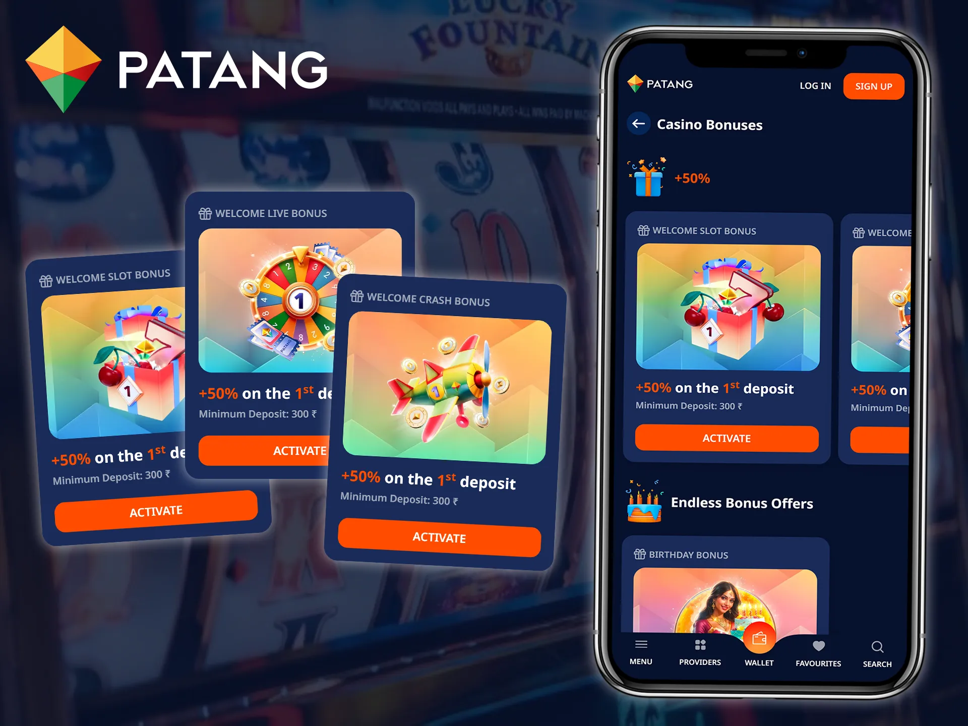 Get a welcome bonus on your first four deposits in the Patang app.