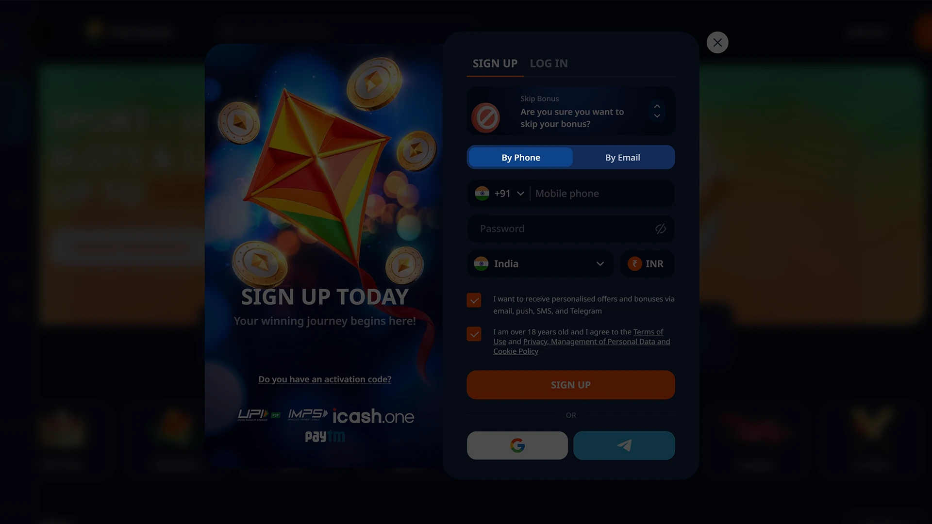 Start registering on Patang using your email address or phone number.