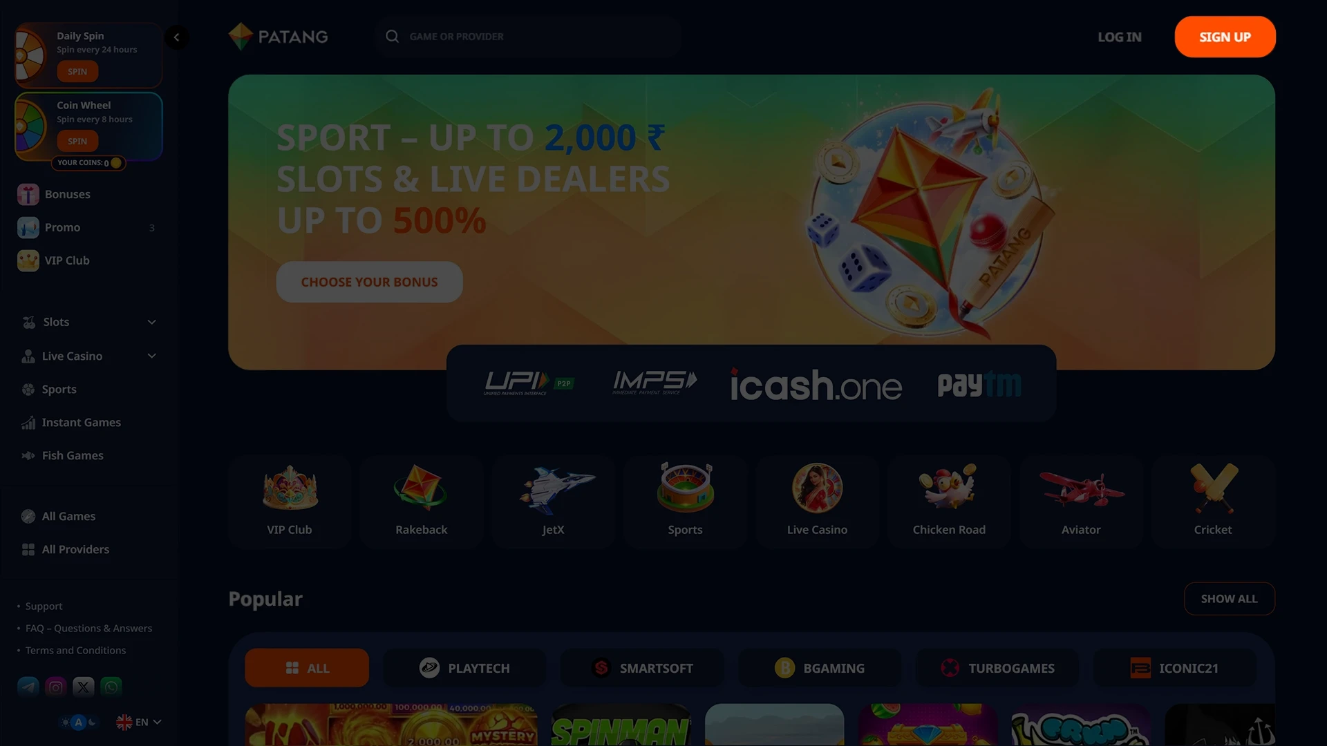 Click on the button to start registering on Patang.