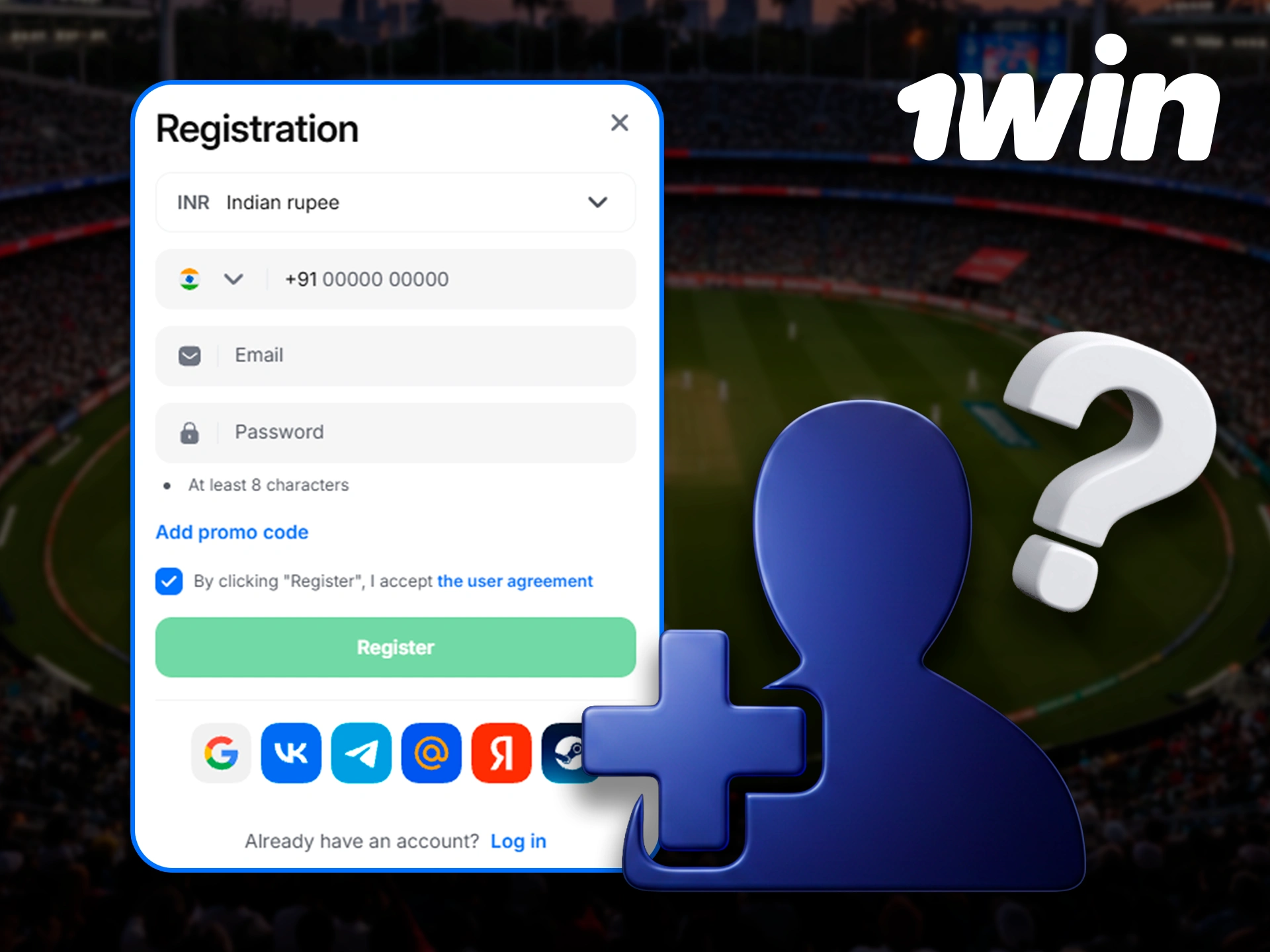 Register on the official 1Win website.