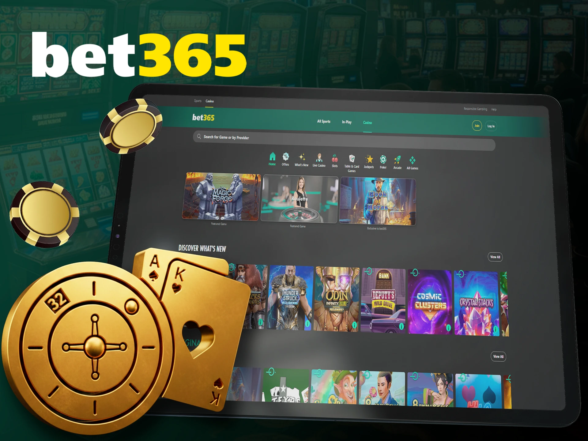 Choose your favorite casino games among the large selection at bet365.
