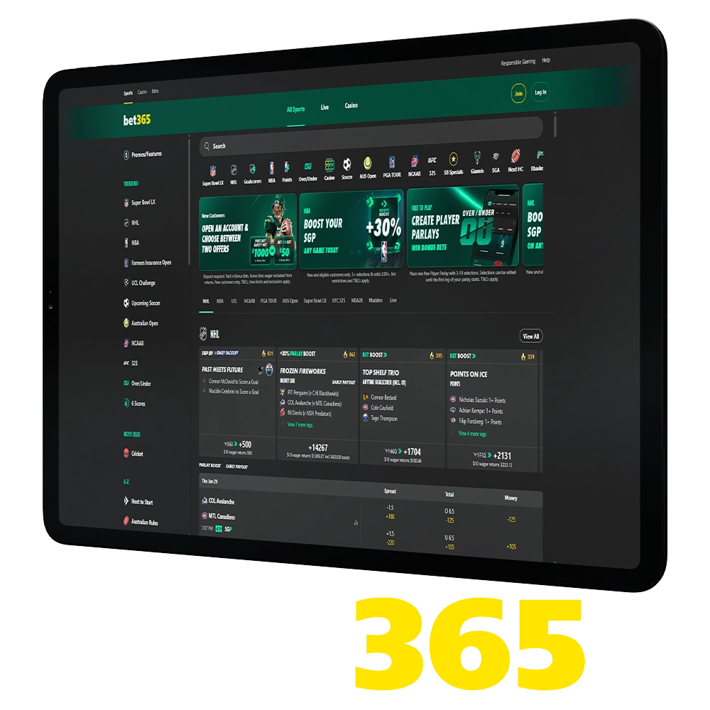 Place your bets at bet365 and win big money.