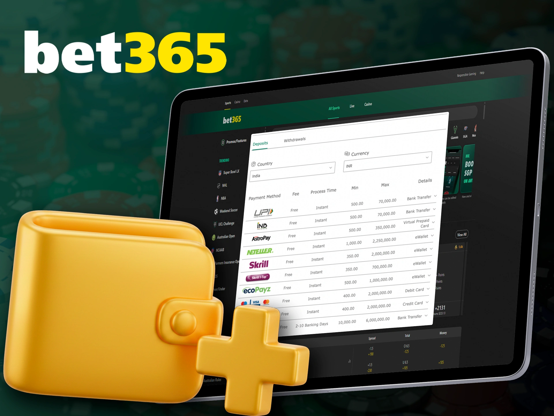 Learn how to make a deposit into your bet365 account.