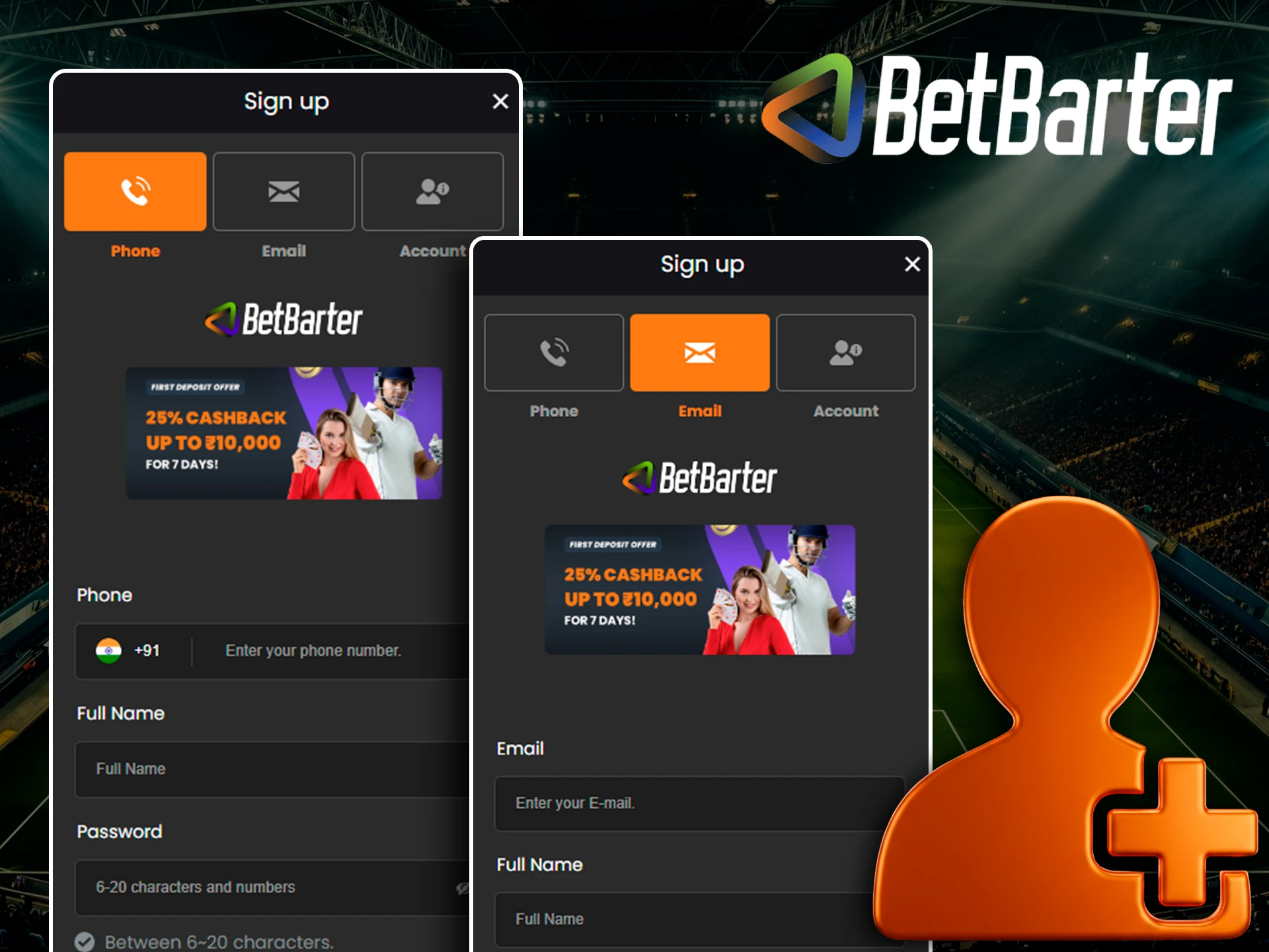 How can I create a new account in the online casino Betbarter Bookmaker.