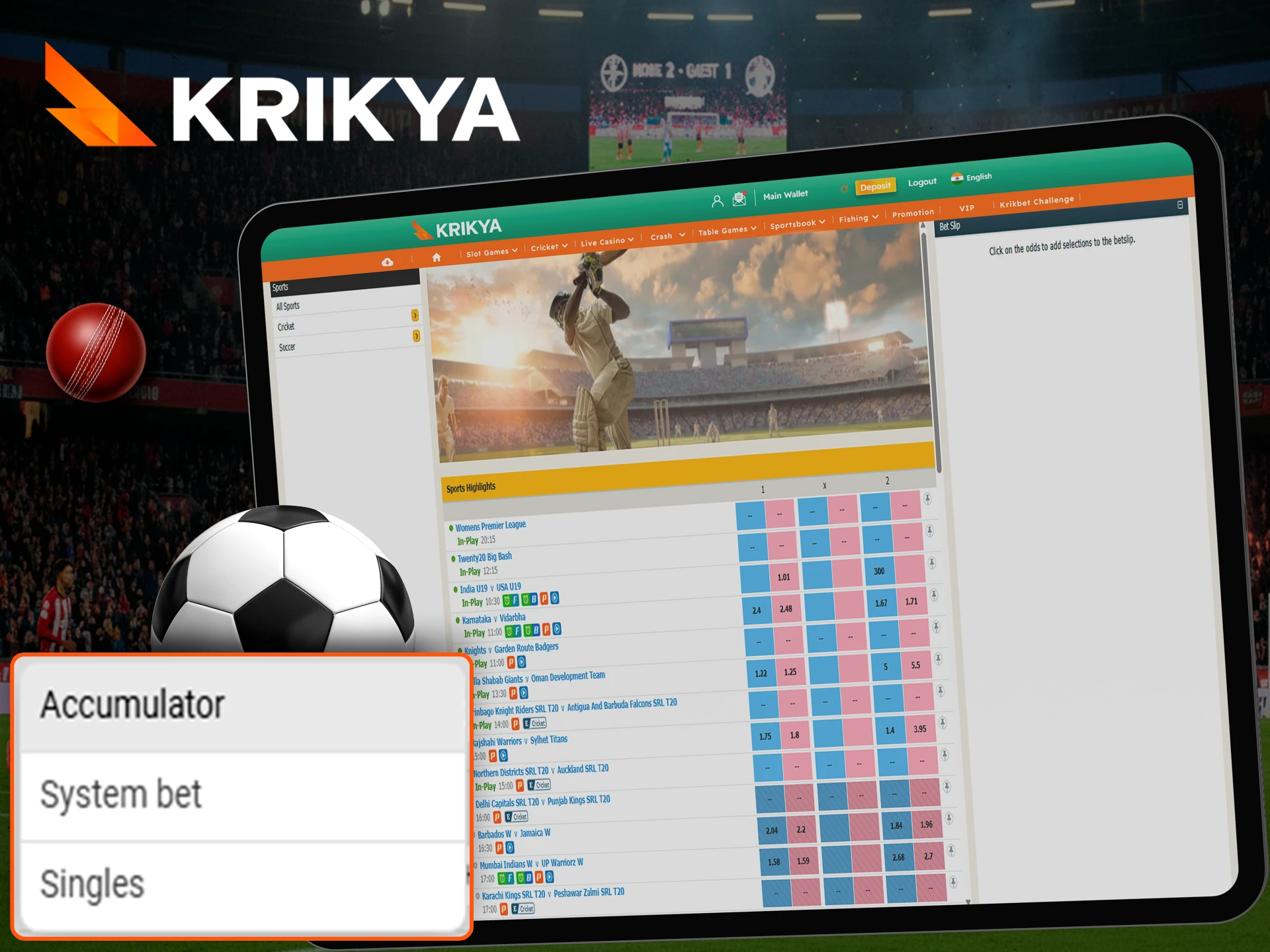 Discover various profitable types of bets available at Krikya.