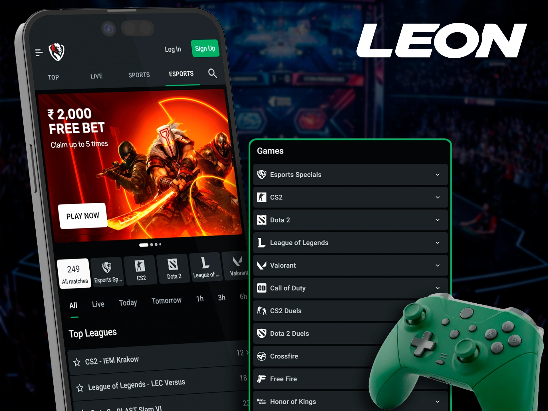 Top eSports betting opportunities in the Leonbets India app.