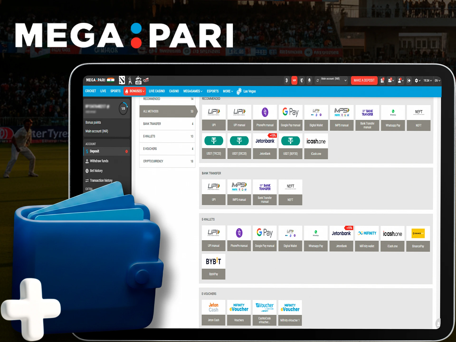 Consider all options and determine which payment system is convenient for you when depositing at Megapari.