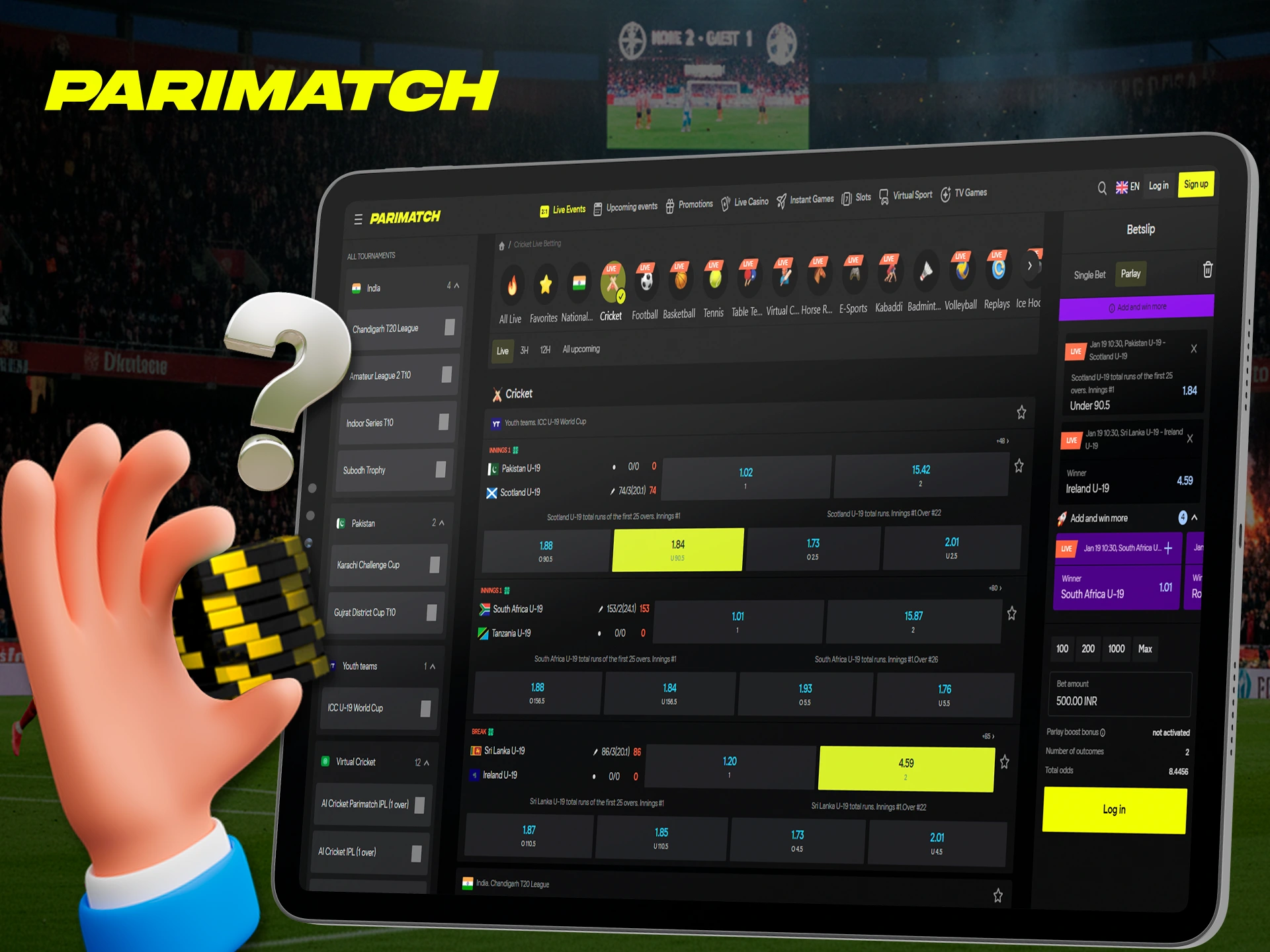 If you've already created a Parimatch account, try placing a sports bet by following these steps.