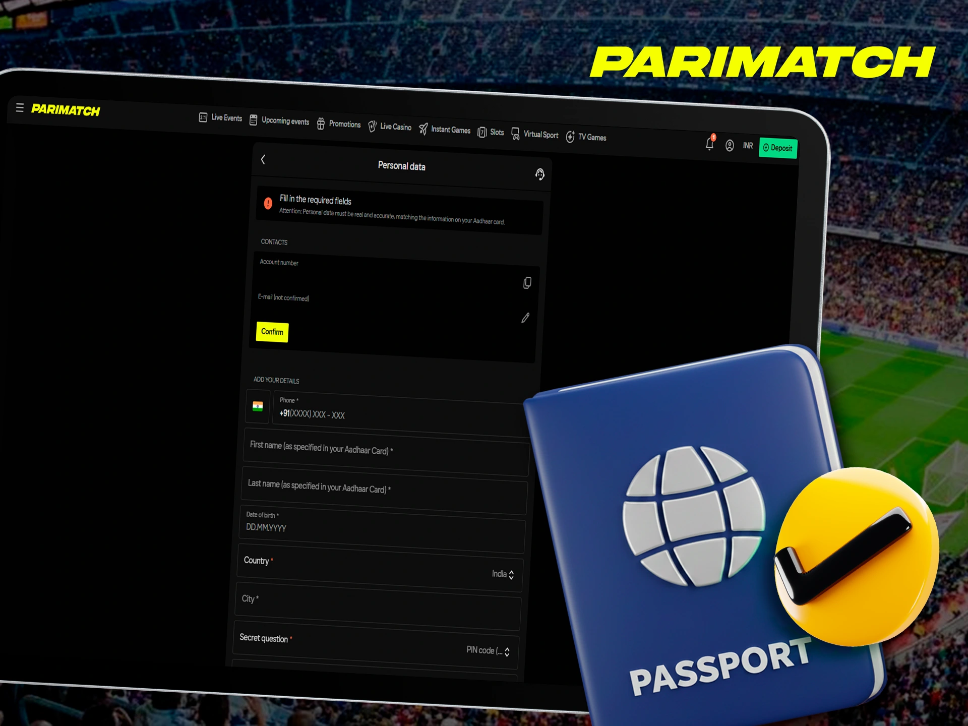 Before you can withdraw funds to Parimatch, you need to undergo verification.