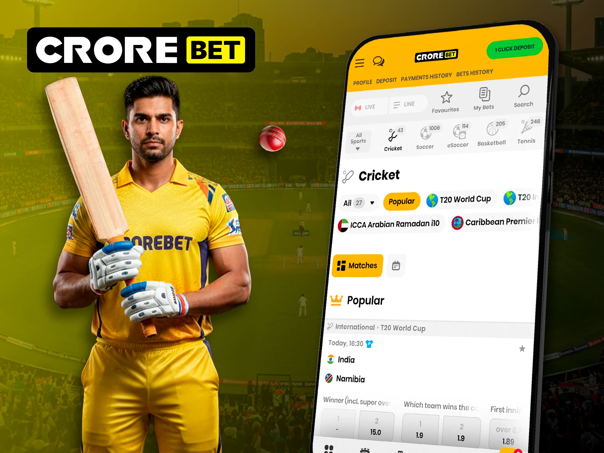 Choose the Crorebet app for convenient cricket betting.