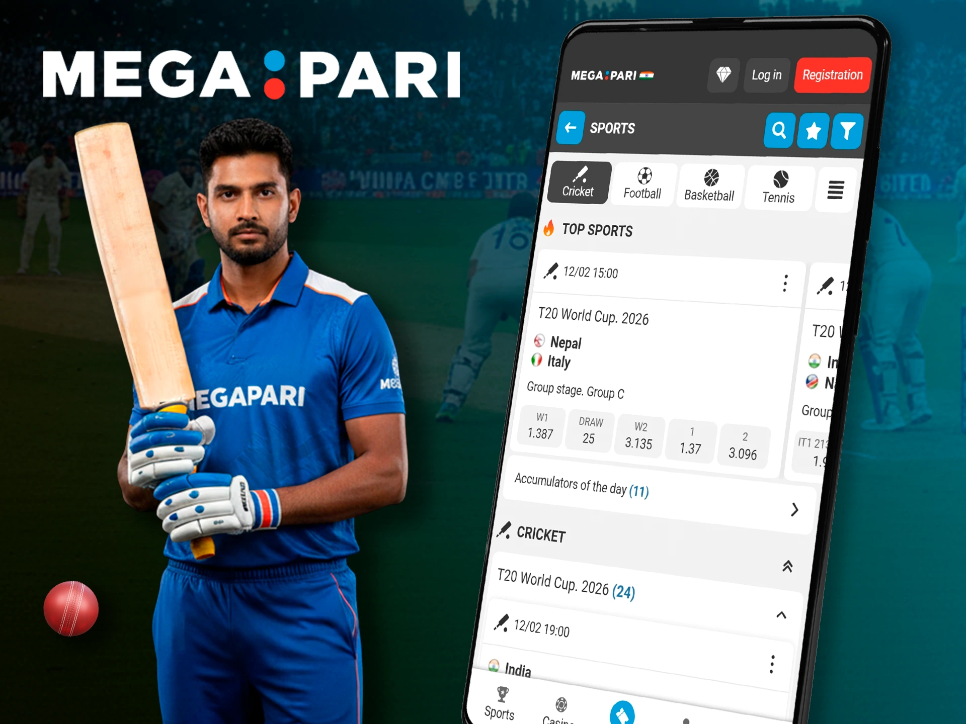 Place your bets anytime using the Megapari cricket betting app.