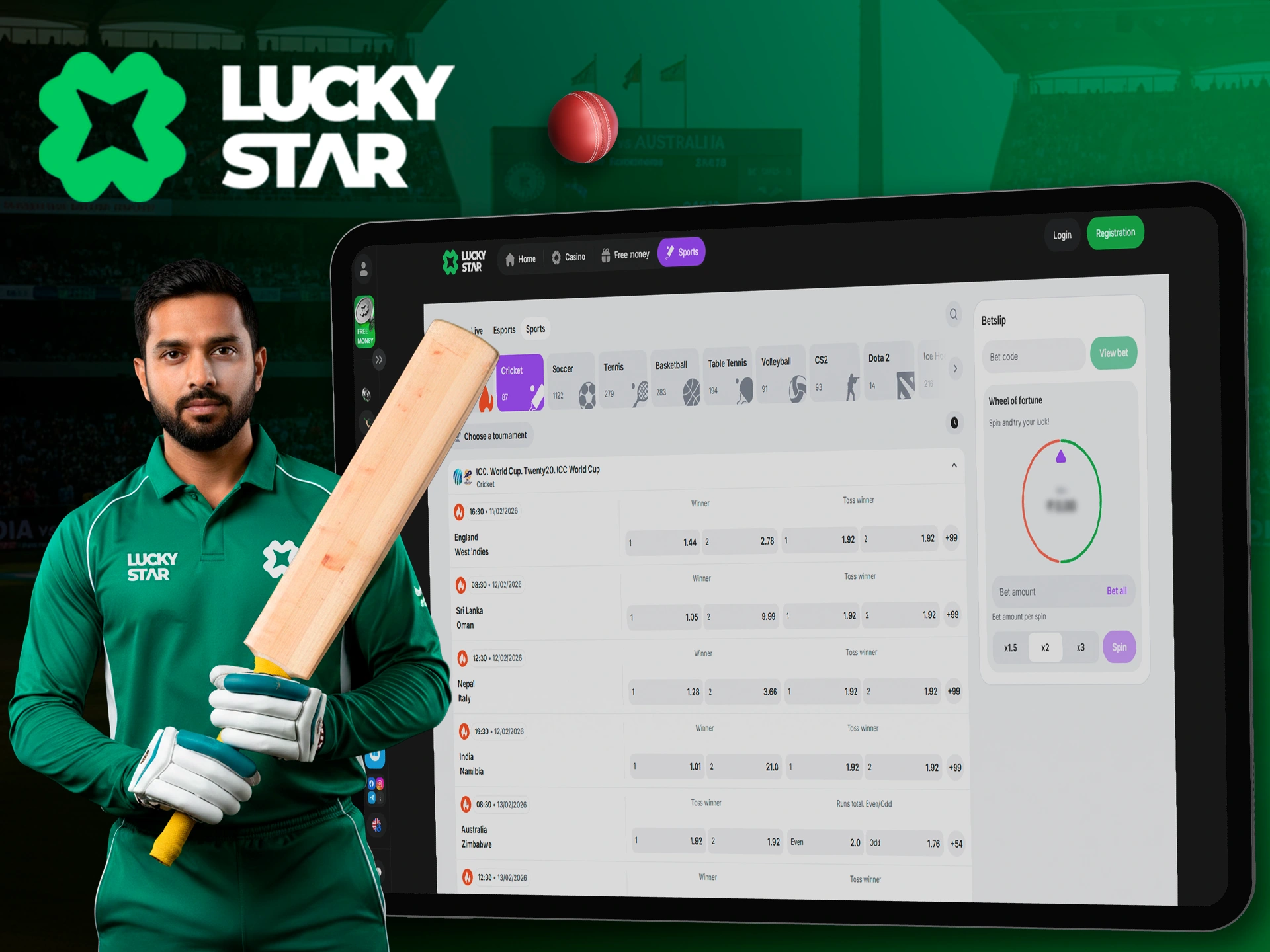 Get the best odds for cricket betting only at Lucky Star.