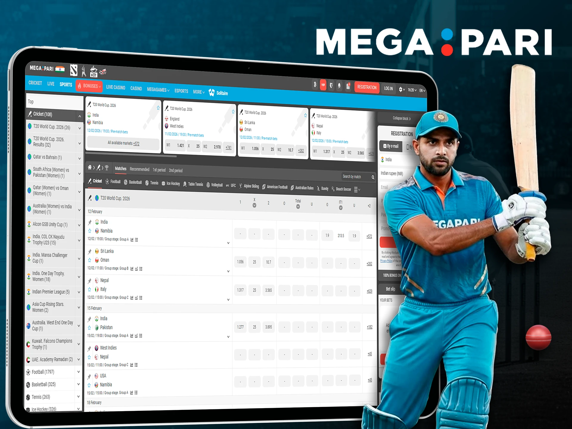 Good luck awaits you with cricket bets at Megapari.
