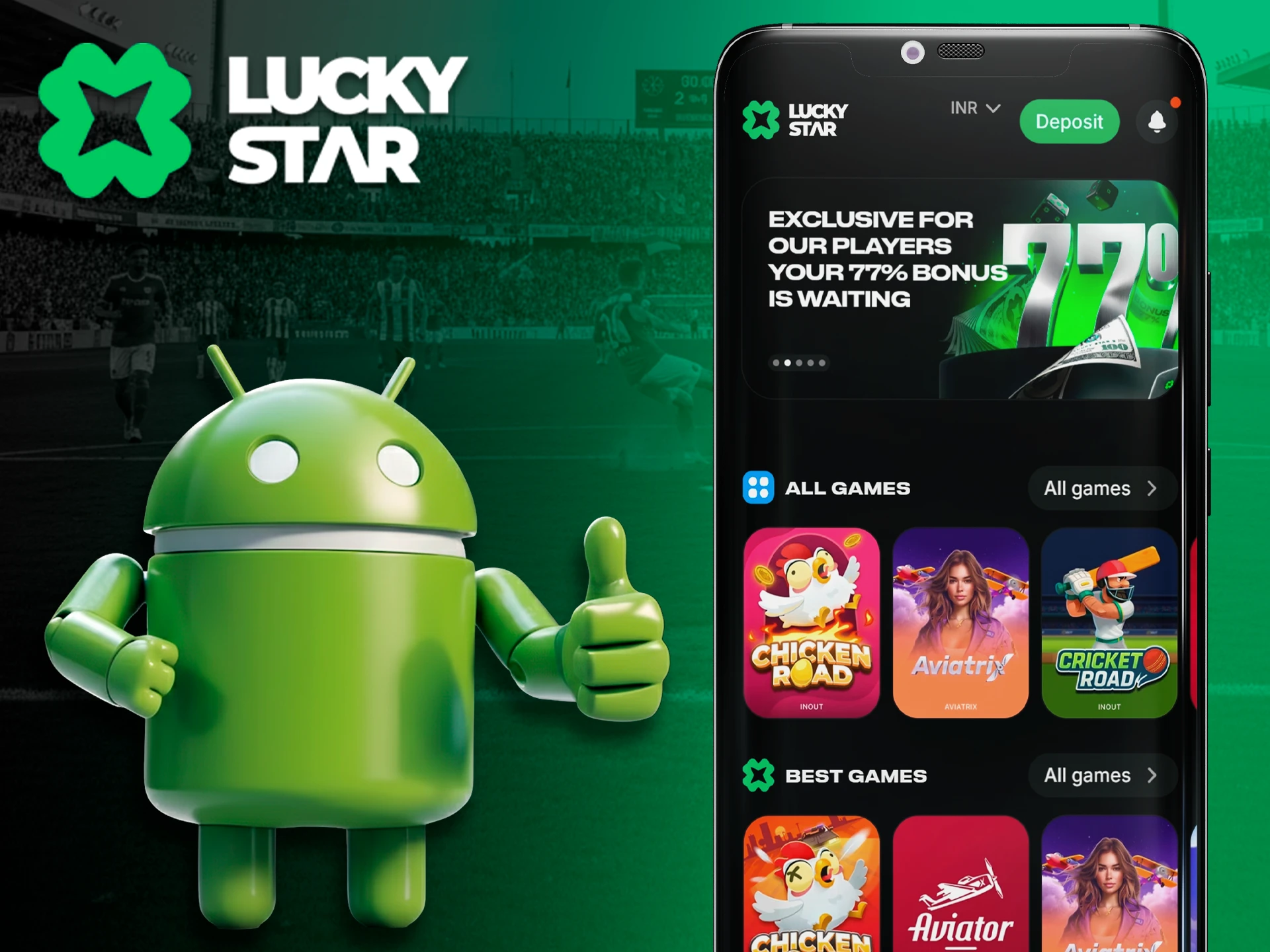 Mobile betting with Lucky Star on Android devices.