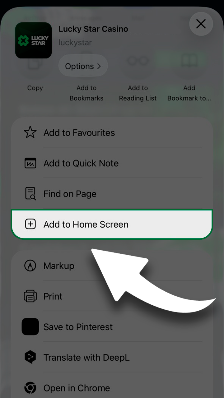 Shortcut setup for the Lucky Star mobile site.