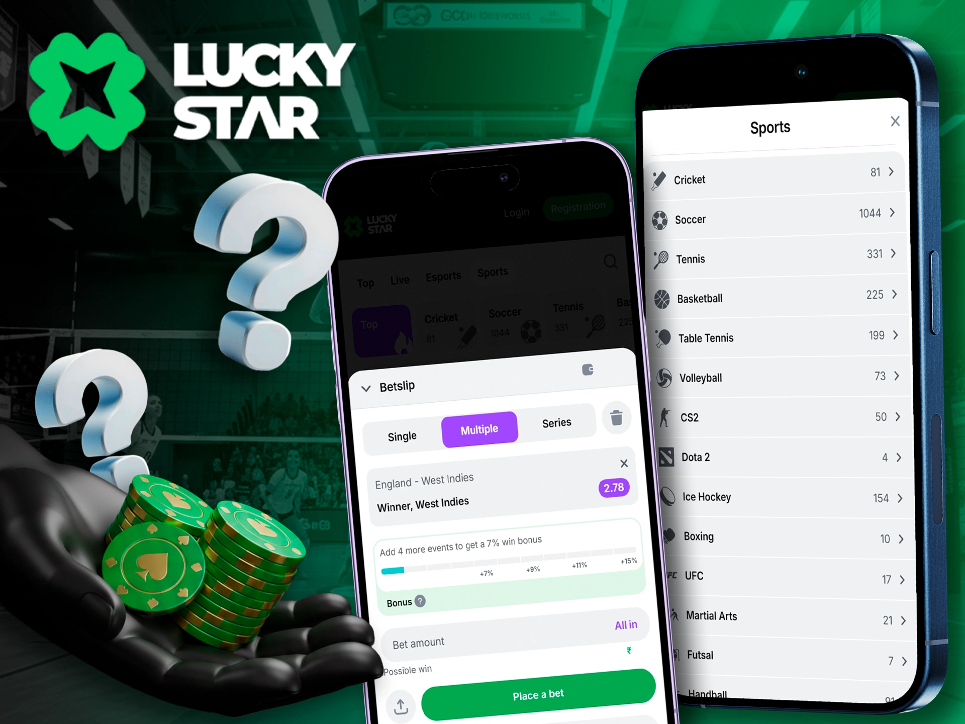 Placing your first bet on Lucky Star app.