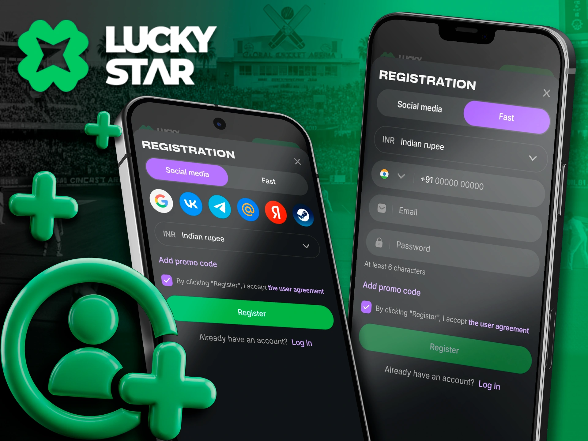 Registering a Lucky Star account on mobile.