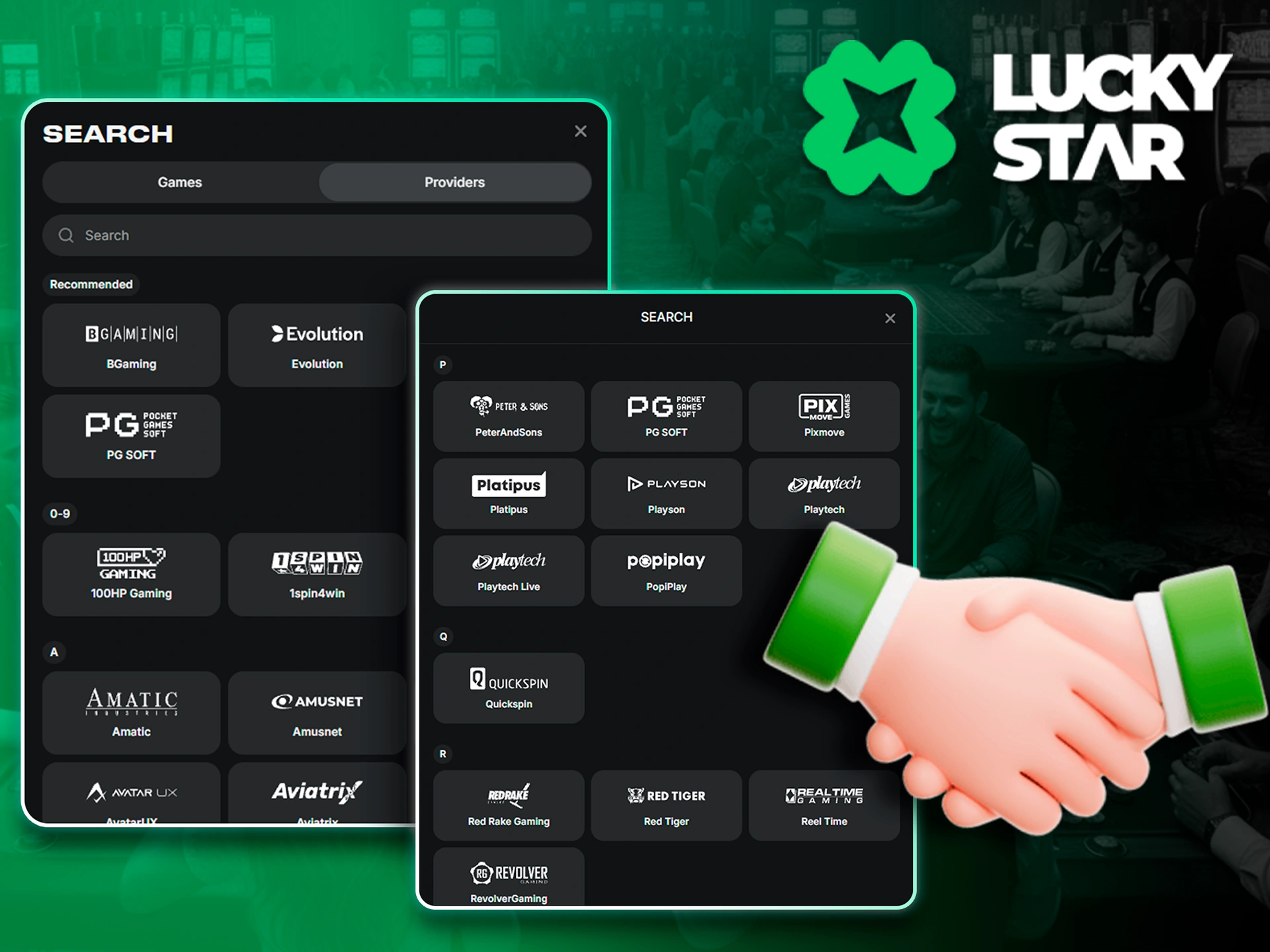 Software providers and games on Lucky Star.